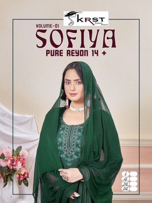 Sofiya vol 1 by KRST Designer flared kurti pant and dupatta catalogue with low rate wholesale catalogs