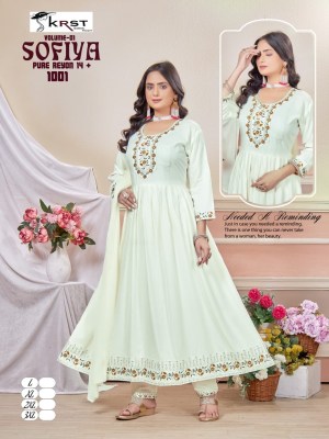 Sofiya vol 1 by KRST Designer flared kurti pant and dupatta catalogue with low rate readymade suit catalogs