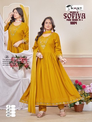 Sofiya vol 1 by KRST Designer flared kurti pant and dupatta catalogue with low rate readymade suit catalogs