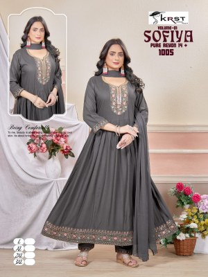 Sofiya vol 1 by KRST Designer flared kurti pant and dupatta catalogue with low rate readymade suit catalogs