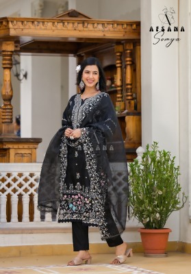 Somya black white and Afsana organza beautiful work readymade suit catalogue at low rate readymade suit catalogs