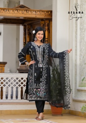 Somya black white and Afsana organza beautiful work readymade suit catalogue at low rate readymade suit catalogs