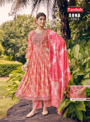 Sona vol 3 by Taniksh Capsual reyon printed embroidered readymade suit catalogue at affordable rate readymade suit catalogs