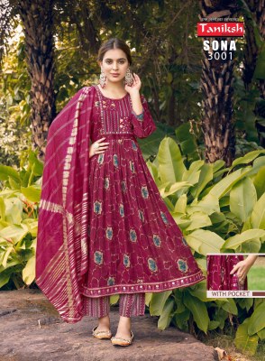 Sona vol 3 by Taniksh Capsual reyon printed embroidered readymade suit catalogue at affordable rate readymade suit catalogs