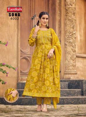 Sona vol 4 by Taniksh capsule printed flared anarkali suit catalogue at affordable rate readymade suit catalogs