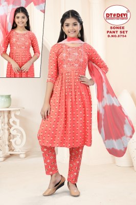 Sonee by Devi Reyon Printed Long Kurti Pant and Dupatta catalogue at affordable rate readymade suit catalogs