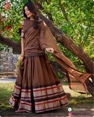 Southindian Festival And Bridemaids Collection Brown Colour Royal Look In Southindian Lehenga Choli Wholesale  lehenga choli