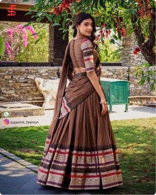 Southindian Festival And Bridemaids Collection Brown Colour Royal Look In Southindian Lehenga Choli Wholesale  lehenga choli