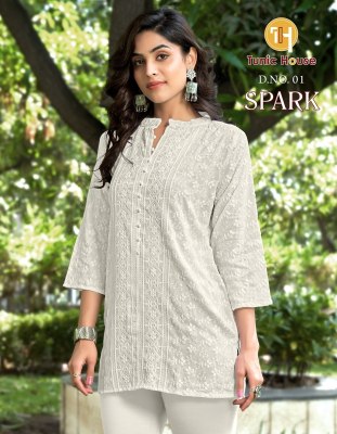 Spark by Tunic House fully chikankari sequence front work top catalogue at affordable rate Tunic house 