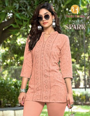 Spark by Tunic House fully chikankari sequence front work top catalogue at affordable rate western wear catalogs