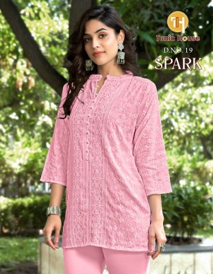 Spark by Tunic House fully chikankari sequence front work top catalogue at affordable rate western wear catalogs