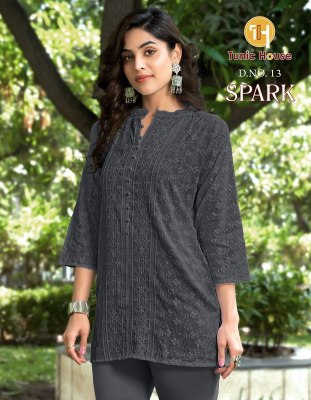 Spark by Tunic House fully chikankari sequence front work top catalogue at affordable rate western wear catalogs