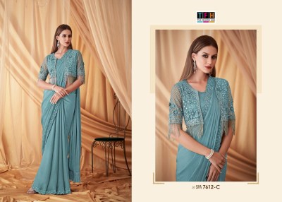 Sparkle Spa-7612 by TFH Georgette Fancy saree with Border with blouse catalogue at low rate sarees catalogs