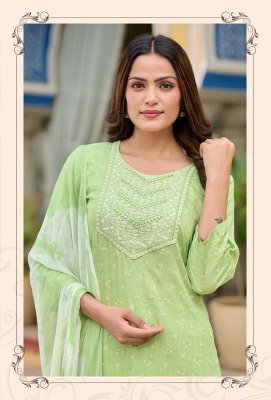 Spotlight by Rangmaya reyon slub printed kurti pant and dupatta catalogue at low rate readymade suit catalogs