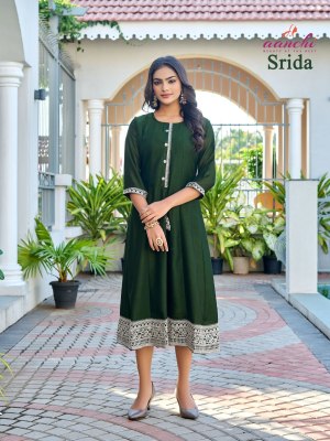 Srida by Aanchi Flair Kali Cut Embroidered Kurti collection with affordable rate kurtis catalogs