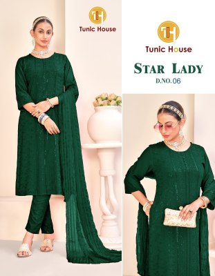 Star Lady by Tunic house fully chikankari reyon kurti pant and dupatta catalogue at affordable rate readymade suit catalogs