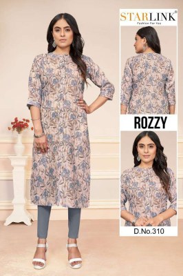 Starlink Rozzy Linnen digital printed  A line wholesale Kurti Surat  kurtis catalogs