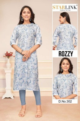 Starlink Rozzy Linnen digital printed  A line wholesale Kurti Surat  kurtis catalogs