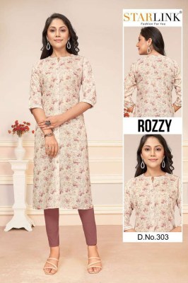 Starlink Rozzy Linnen digital printed  A line wholesale Kurti Surat  kurtis catalogs