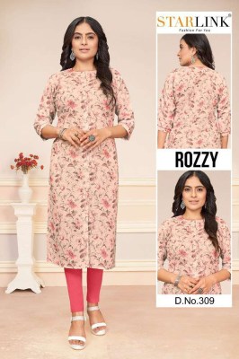 Starlink Rozzy Linnen digital printed  A line wholesale Kurti Surat  kurtis catalogs