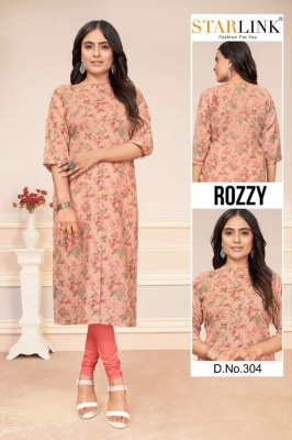 Starlink Rozzy Linnen digital printed  A line wholesale Kurti Surat  kurtis catalogs