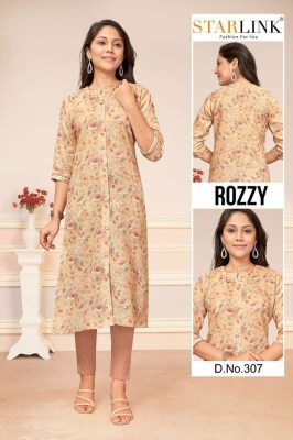 Starlink Rozzy Linnen digital printed  A line wholesale Kurti Surat  kurtis catalogs