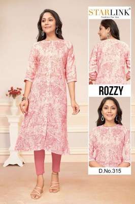 Starlink Rozzy Linnen digital printed  A line wholesale Kurti Surat  kurtis catalogs