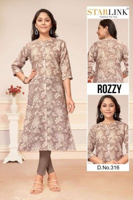 Starlink Rozzy Linnen digital printed  A line wholesale Kurti Surat  kurtis catalogs