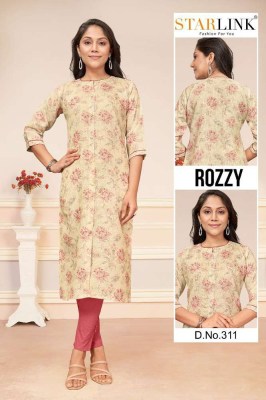 Starlink Rozzy Linnen digital printed  A line wholesale Kurti Surat  kurtis catalogs