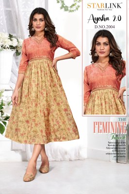 Starlink by Ayesha 2 fancy digital nagative printed falred kurtri catalogue at affordable rate kurtis catalogs