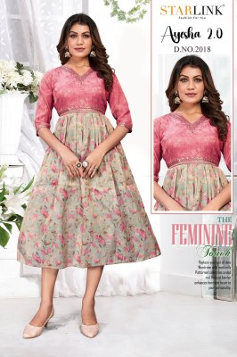 Starlink by Ayesha 2 fancy digital nagative printed falred kurtri catalogue at affordable rate kurtis catalogs