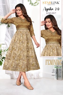 Starlink by Ayesha 2 fancy digital nagative printed falred kurtri catalogue at affordable rate kurtis catalogs