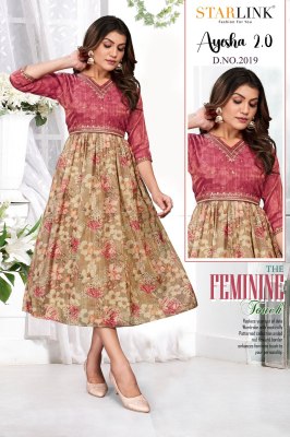 Starlink by Ayesha 2 fancy digital nagative printed falred kurtri catalogue at affordable rate kurtis catalogs