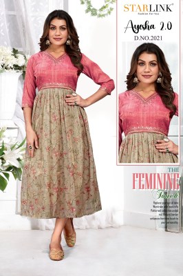 Starlink by Ayesha 2 fancy digital nagative printed falred kurtri catalogue at affordable rate kurtis catalogs