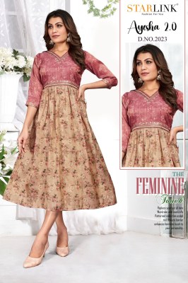 Starlink by Ayesha 2 fancy digital nagative printed falred kurtri catalogue at affordable rate kurtis catalogs