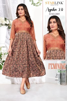 Starlink by Ayesha 2 fancy digital nagative printed falred kurtri catalogue at affordable rate kurtis catalogs