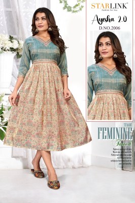 Starlink by Ayesha 2 fancy digital nagative printed falred kurtri catalogue at affordable rate kurtis catalogs