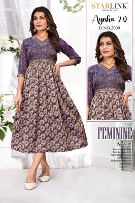 Starlink by Ayesha 2 fancy digital nagative printed falred kurtri catalogue at affordable rate kurtis catalogs