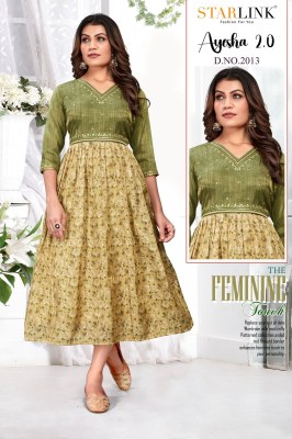 Starlink by Ayesha 2 fancy digital nagative printed falred kurtri catalogue at affordable rate kurtis catalogs