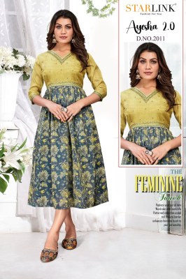 Starlink by Ayesha 2 fancy digital nagative printed falred kurtri catalogue at affordable rate kurtis catalogs