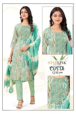 Starlink costa pure capsule printed Kurti with pants and dupatta set wholesale Kurti Surat  kurtis catalogs