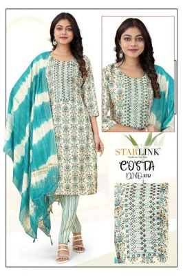 Starlink costa pure capsule printed Kurti with pants and dupatta set wholesale Kurti Surat  kurtis catalogs