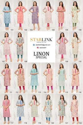Starlink linon special lenon chex digital printed embroidery work Kurti wholesaler  kurtis catalogs