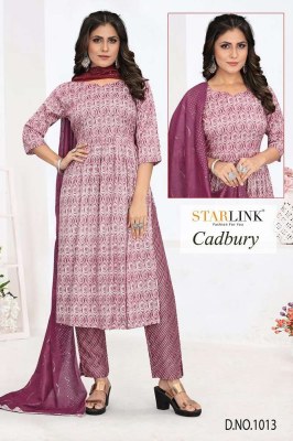 Starlink new launch Cadburry Capsule printed 3 pice set ready made suits wholesaler  Starlink Kurti 