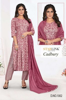 Starlink new launch Cadburry Capsule printed 3 pice set ready made suits wholesaler  kurtis catalogs