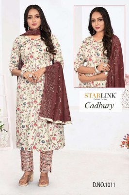 Starlink new launch Cadburry Capsule printed 3 pice set ready made suits wholesaler  kurtis catalogs