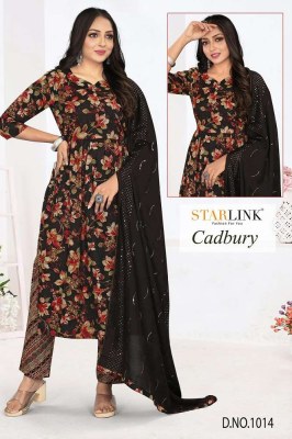 Starlink new launch Cadburry Capsule printed 3 pice set ready made suits wholesaler  kurtis catalogs