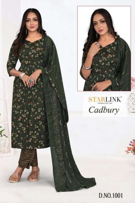 Starlink new launch Cadburry Capsule printed 3 pice set ready made suits wholesaler  kurtis catalogs