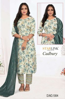 Starlink new launch Cadburry Capsule printed 3 pice set ready made suits wholesaler  kurtis catalogs