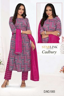 Starlink new launch Cadburry Capsule printed 3 pice set ready made suits wholesaler  kurtis catalogs